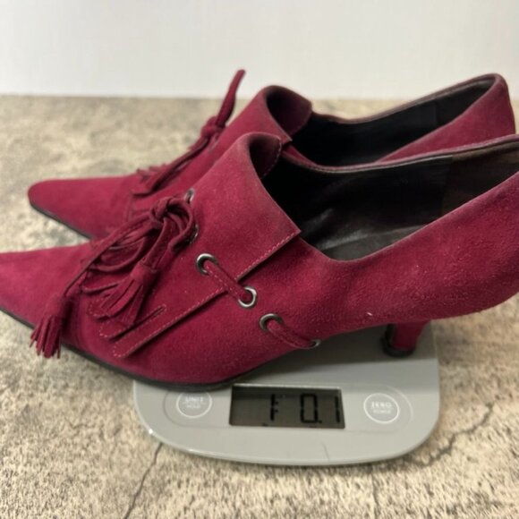 Walter Steiger Maroon Suede Victorian Kitten Heels Size 6 - Picture 13 of 13